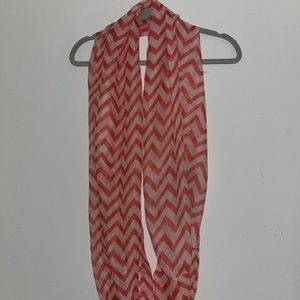 Pink and White Chevron Infinity Scarf